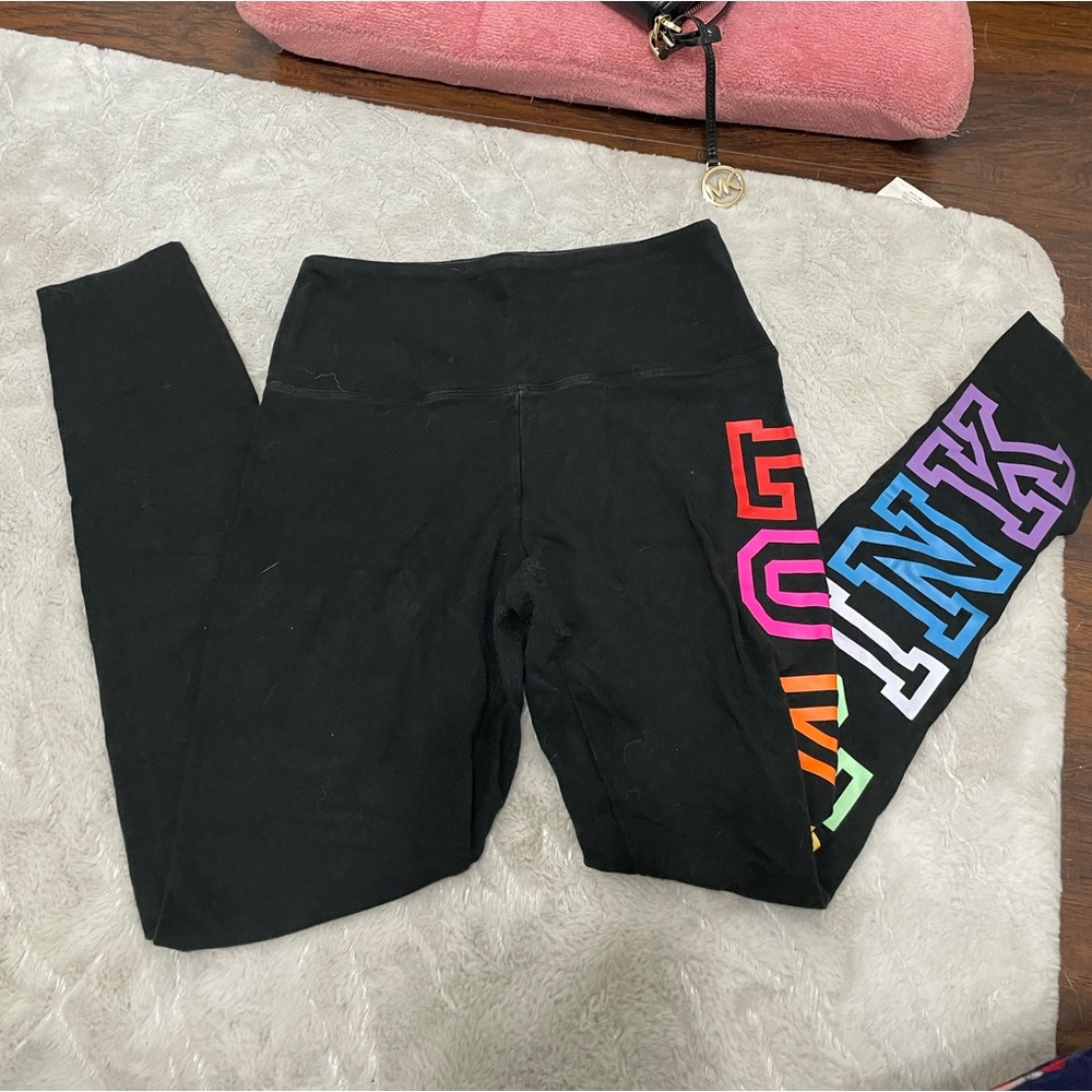 VSPINK Graphic Colored Letter High waisted leggings